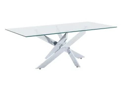Vente-unique Mesa de centro em vidro temperado e metal cromado - Transparente - COSIMA^ Mesa De Centro