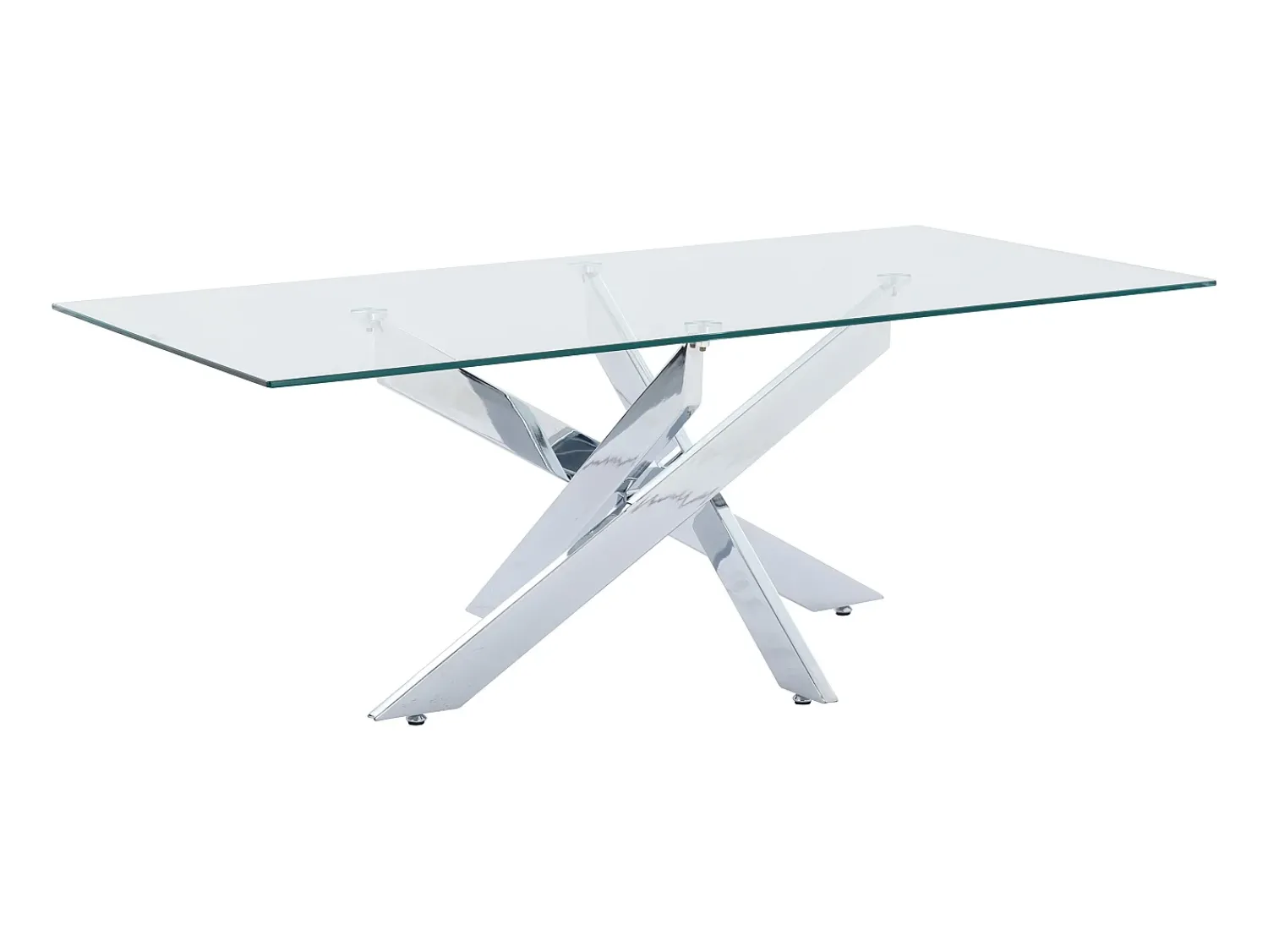 Vente-unique Mesa de centro em vidro temperado e metal cromado - Transparente - COSIMA^ Mesa De Centro