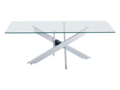 Vente-unique Mesa de centro em vidro temperado e metal cromado - Transparente - COSIMA^ Mesa De Centro