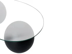 Vente-unique Mesa de centro em vidro temperado - Transparente e preto - DENISA Transparente / Preto