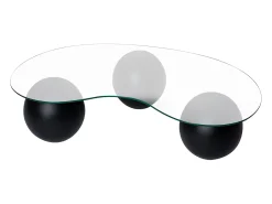 Vente-unique Mesa de centro em vidro temperado - Transparente e preto - DENISA Transparente / Preto