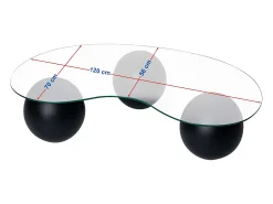 Vente-unique Mesa de centro em vidro temperado - Transparente e preto - DENISA Transparente / Preto