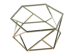 Mesa De Centro|Vente-unique Mesa de centro em vidro temperado e aço inoxidável - Dourada - KERIANE Dourado
