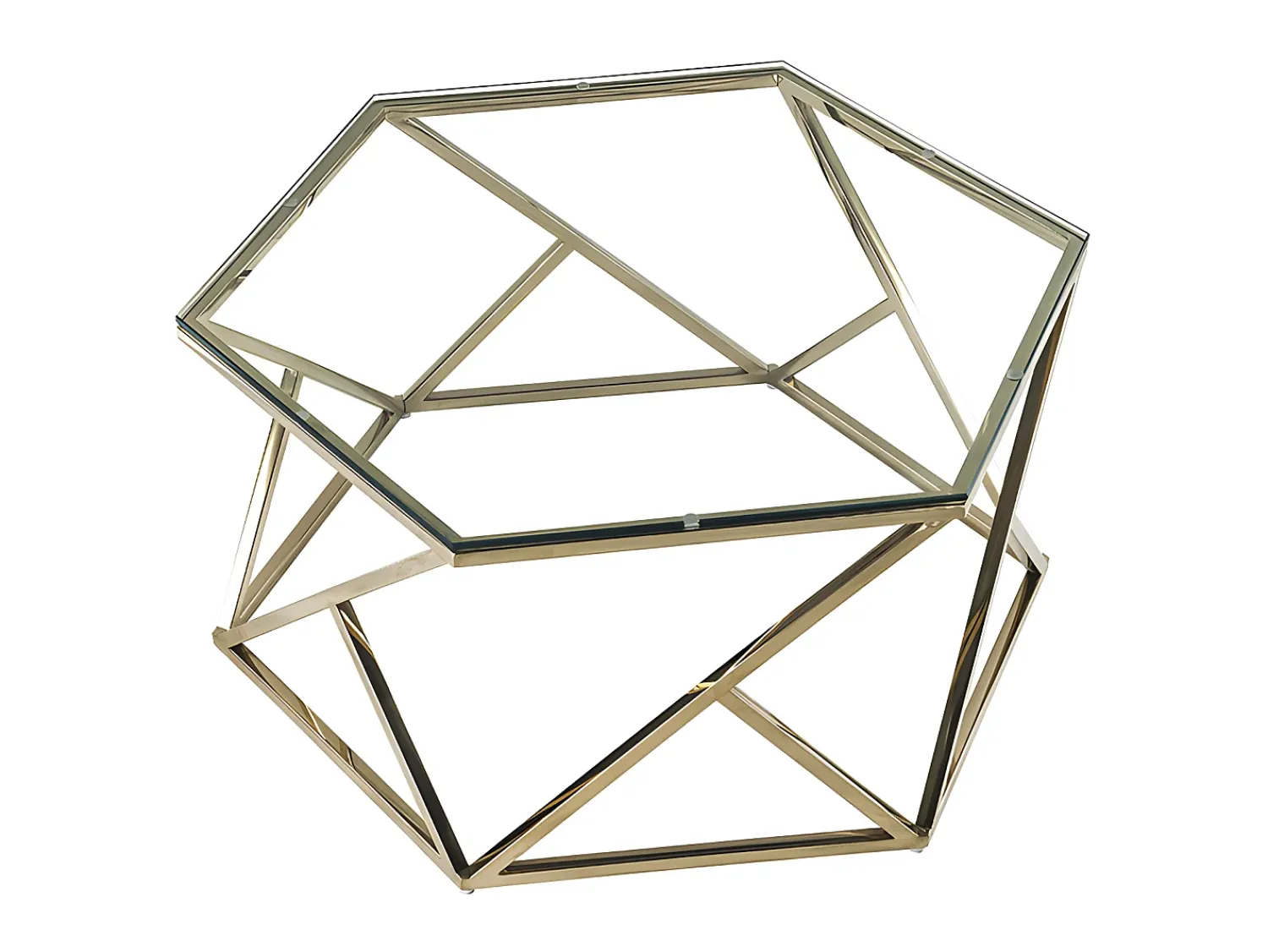 Mesa De Centro|Vente-unique Mesa de centro em vidro temperado e aço inoxidável - Dourada - KERIANE Dourado