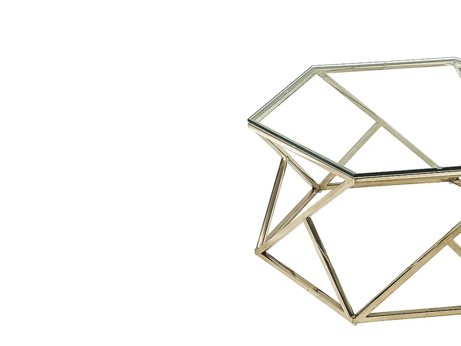 Mesa De Centro|Vente-unique Mesa de centro em vidro temperado e aço inoxidável - Dourada - KERIANE Dourado