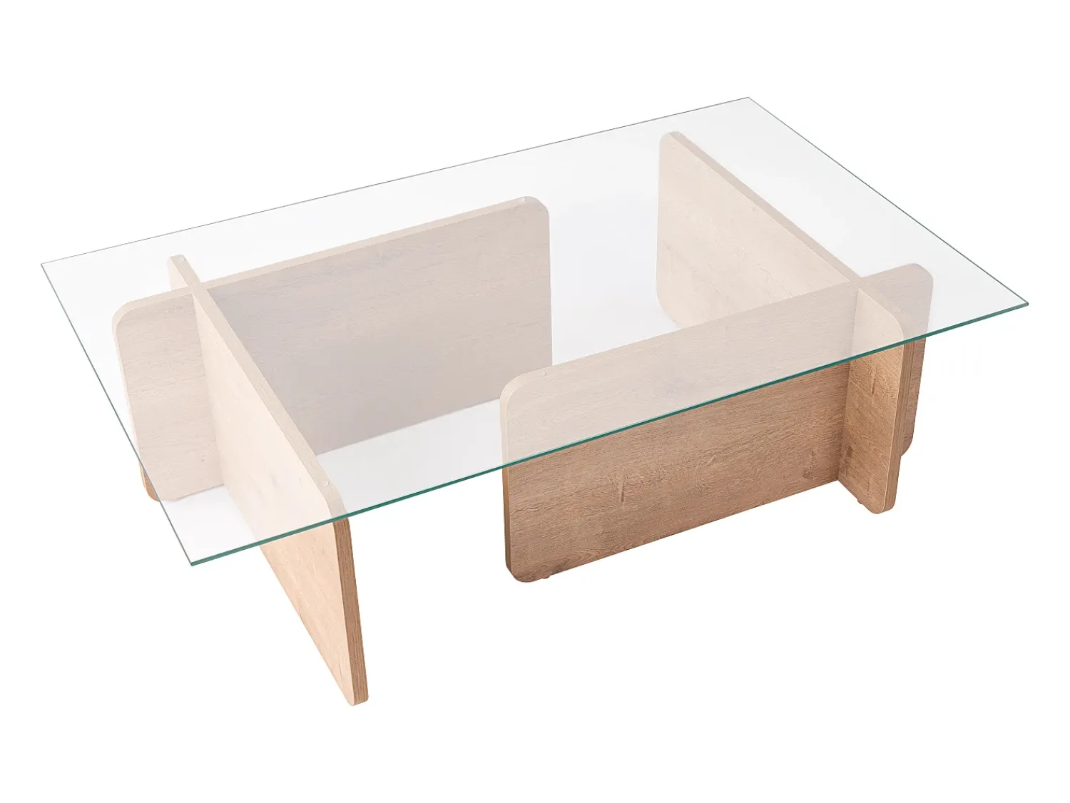 Vente-unique Mesa de centro em vidro temperado - Natural claro e Transparente - AZRA Transparente / Natural claro