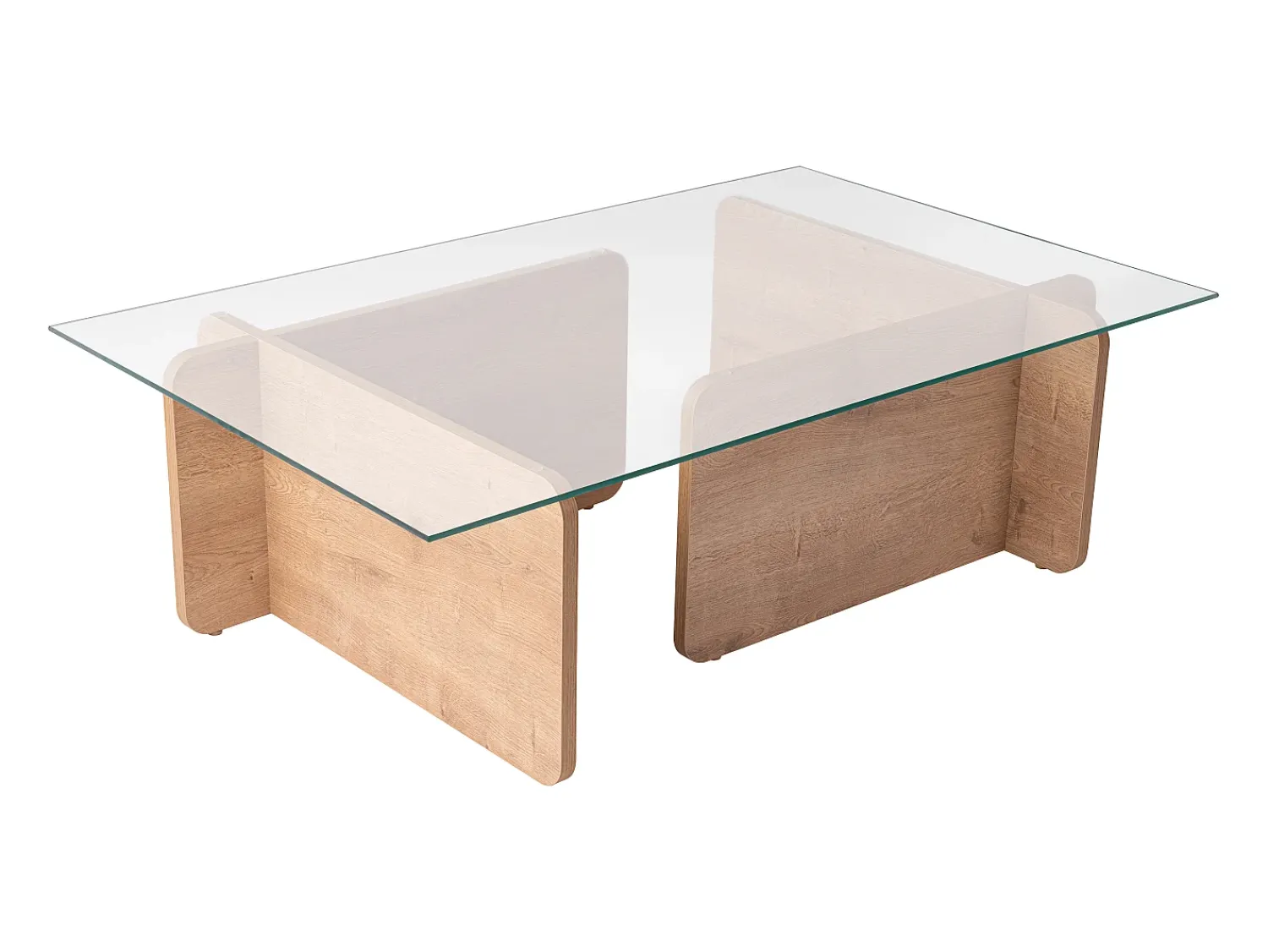 Vente-unique Mesa de centro em vidro temperado - Natural claro e Transparente - AZRA Transparente / Natural claro
