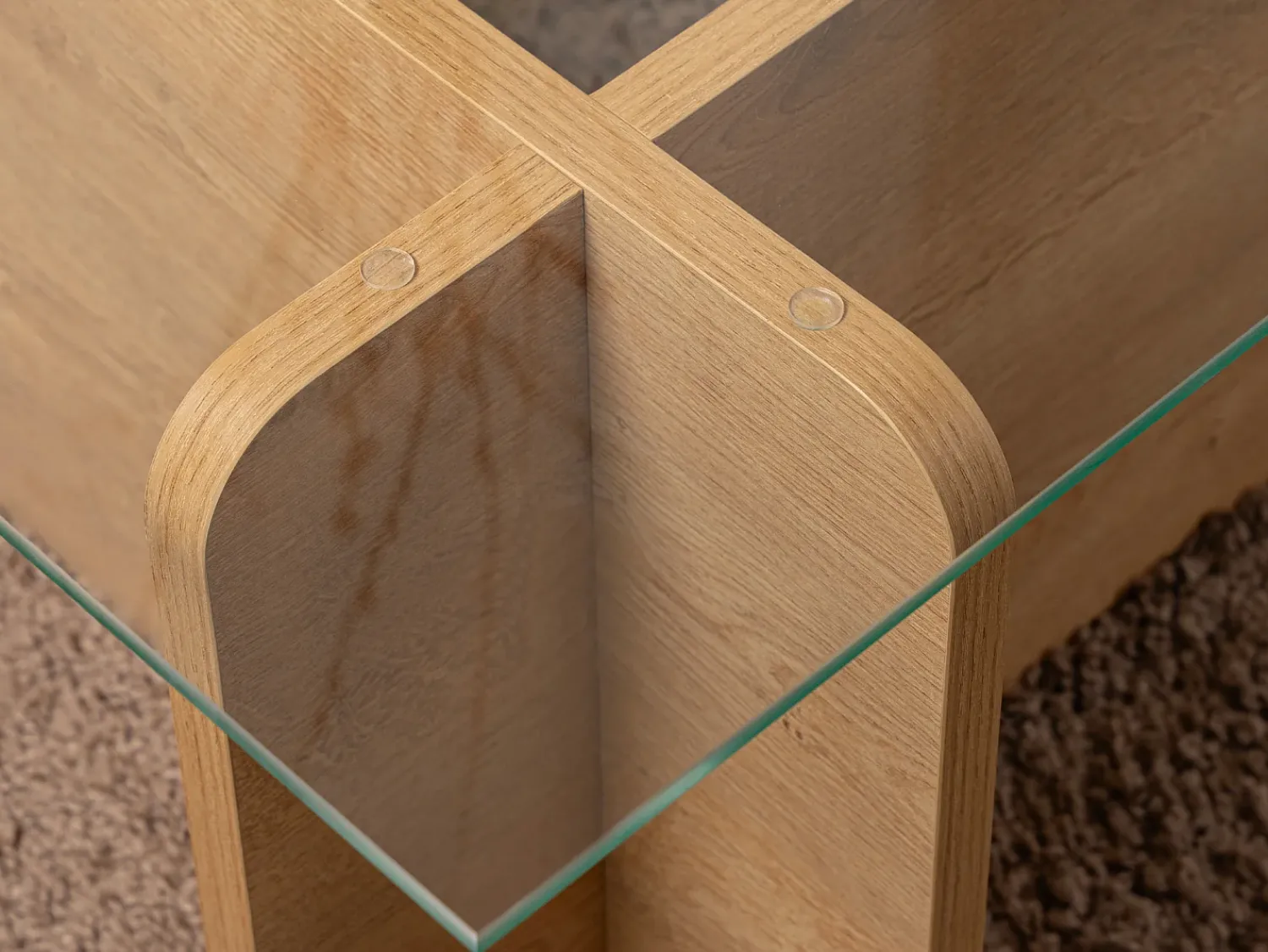 Vente-unique Mesa de centro em vidro temperado - Natural claro e Transparente - AZRA Transparente / Natural claro