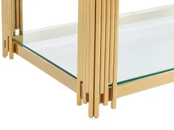 Vente-unique Mesa de centro em vidro temperado e aço inoxidável - Dourada - NOMELANO^ Mesa De Centro