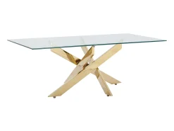Outlet Vente-unique Mesa de centro em vidro temperado e metal dourado - Transparente - COSIMA Transparente / Dourado