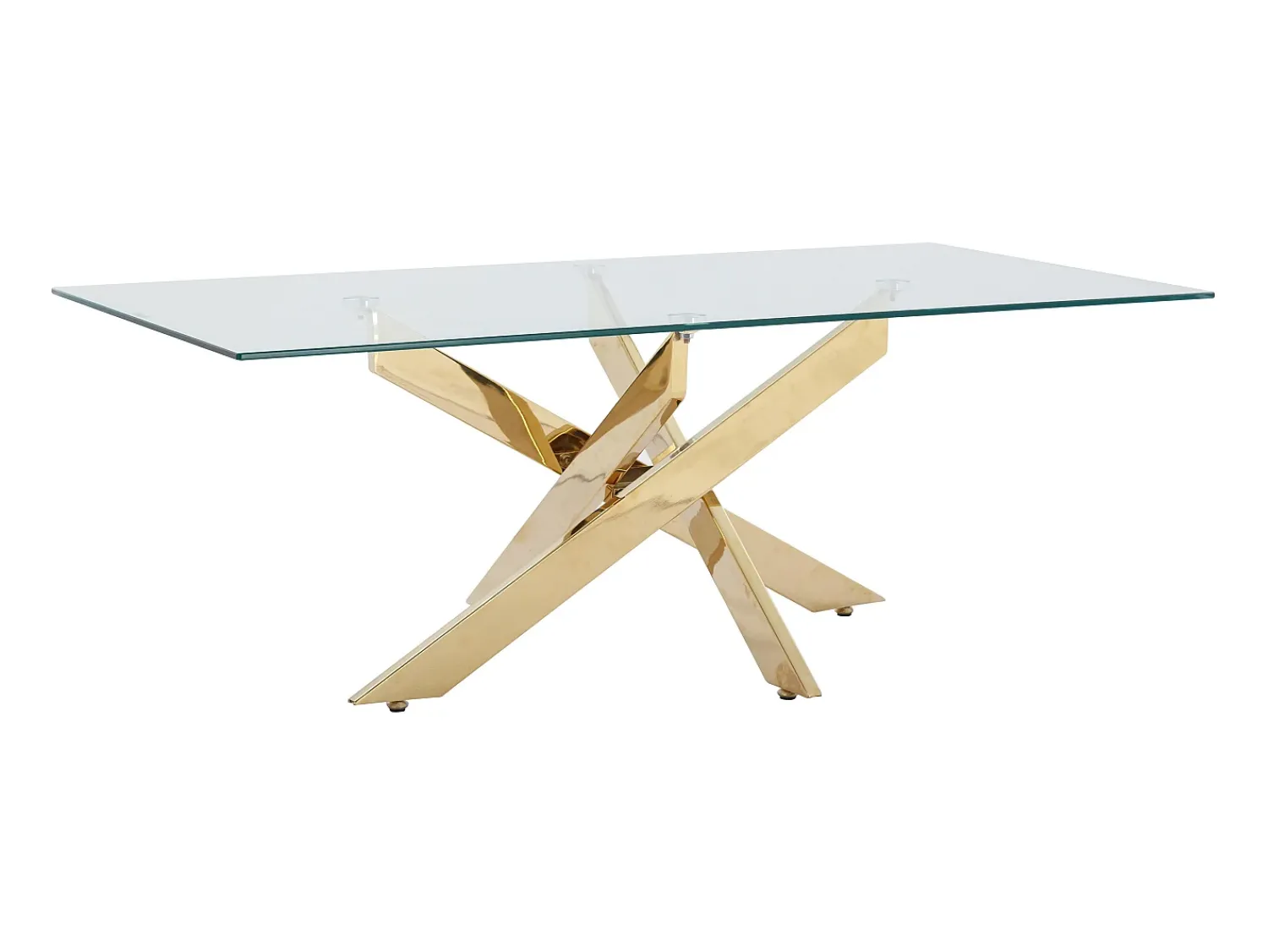 Outlet Vente-unique Mesa de centro em vidro temperado e metal dourado - Transparente - COSIMA Transparente / Dourado