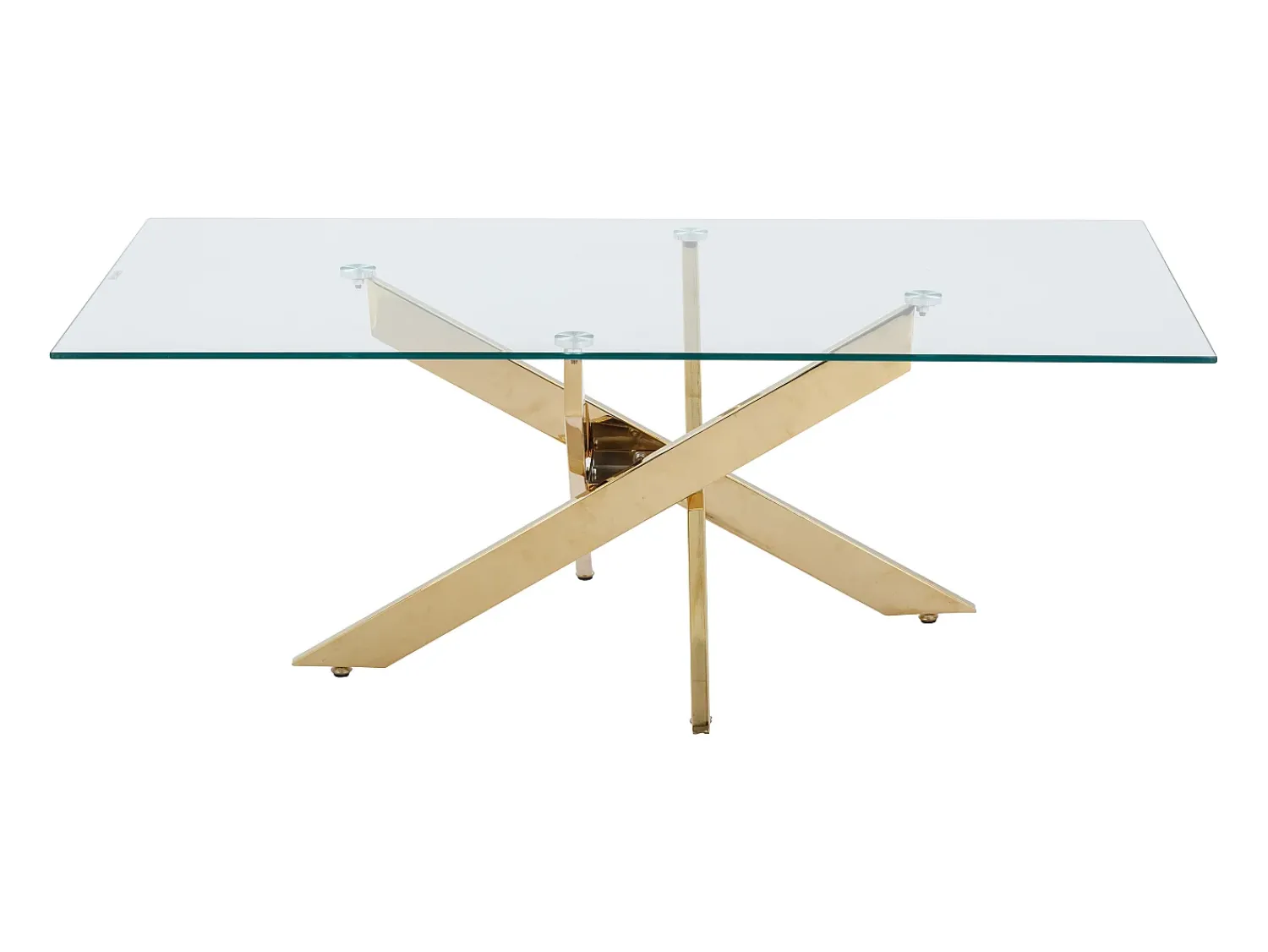 Outlet Vente-unique Mesa de centro em vidro temperado e metal dourado - Transparente - COSIMA Transparente / Dourado
