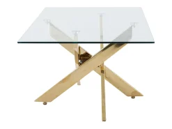 Outlet Vente-unique Mesa de centro em vidro temperado e metal dourado - Transparente - COSIMA Transparente / Dourado