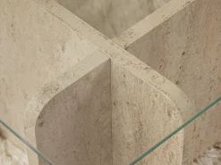 Mesa De Centro*Vente-unique Mesa de centro em vidro temperado efeito travertino bege e transparente - AZRA Transparente / Bege