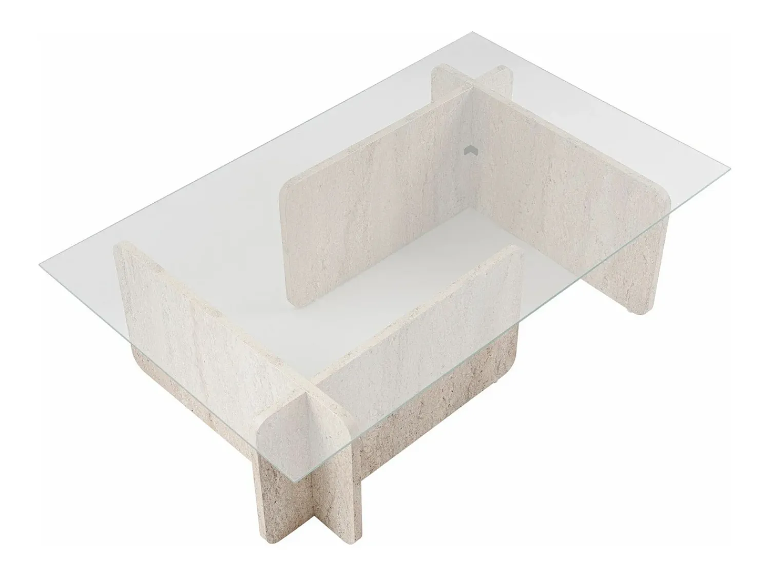 Mesa De Centro*Vente-unique Mesa de centro em vidro temperado efeito travertino bege e transparente - AZRA Transparente / Bege