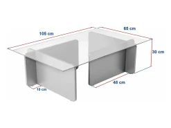 Mesa De Centro*Vente-unique Mesa de centro em vidro temperado efeito travertino bege e transparente - AZRA Transparente / Bege