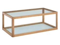 Best Vente-unique Mesa de centro em vidro temperado e carvalho - Transparente e Natural - ZUNARIL Transparente / Natural claro
