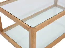 Best Vente-unique Mesa de centro em vidro temperado e carvalho - Transparente e Natural - ZUNARIL Transparente / Natural claro
