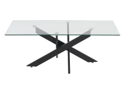 Best Vente-unique Mesa de centro em vidro temperado e metal preto, transparente - COSIMA Transparente / Preto