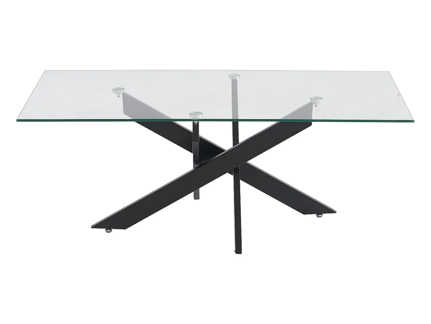 Best Vente-unique Mesa de centro em vidro temperado e metal preto, transparente - COSIMA Transparente / Preto