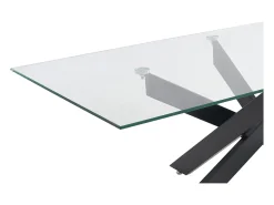Best Vente-unique Mesa de centro em vidro temperado e metal preto, transparente - COSIMA Transparente / Preto
