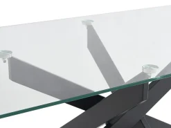 Best Vente-unique Mesa de centro em vidro temperado e metal preto, transparente - COSIMA Transparente / Preto