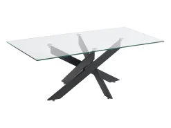 Best Vente-unique Mesa de centro em vidro temperado e metal preto, transparente - COSIMA Transparente / Preto