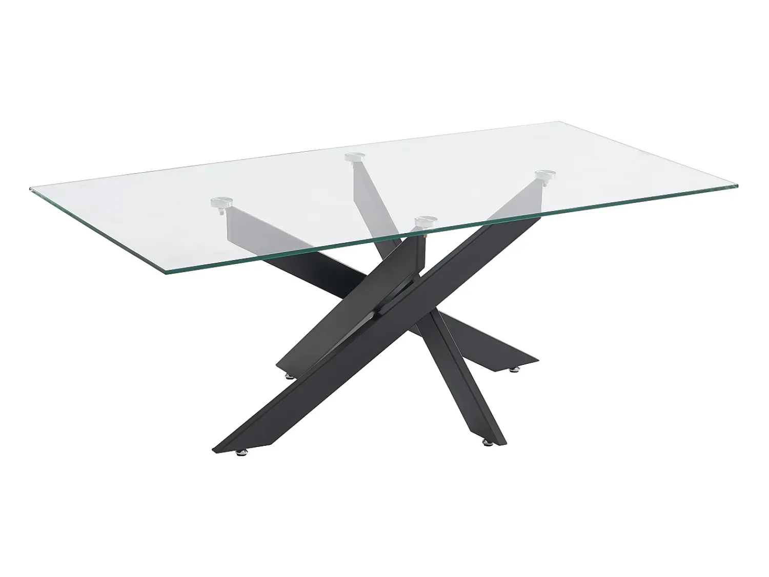 Best Vente-unique Mesa de centro em vidro temperado e metal preto, transparente - COSIMA Transparente / Preto