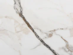 Mesa De Centro|Maison Céphy Mesa de centro em vidro temperado, cerâmica e metal efeito mármore - DERIYA Branco