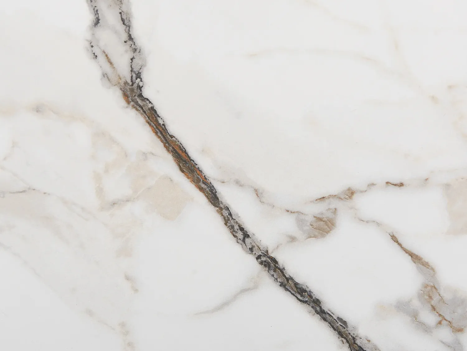 Mesa De Centro|Maison Céphy Mesa de centro em vidro temperado, cerâmica e metal efeito mármore - DERIYA Branco