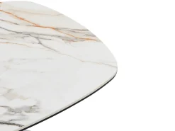 Mesa De Centro|Maison Céphy Mesa de centro em vidro temperado, cerâmica e metal efeito mármore - DERIYA Branco