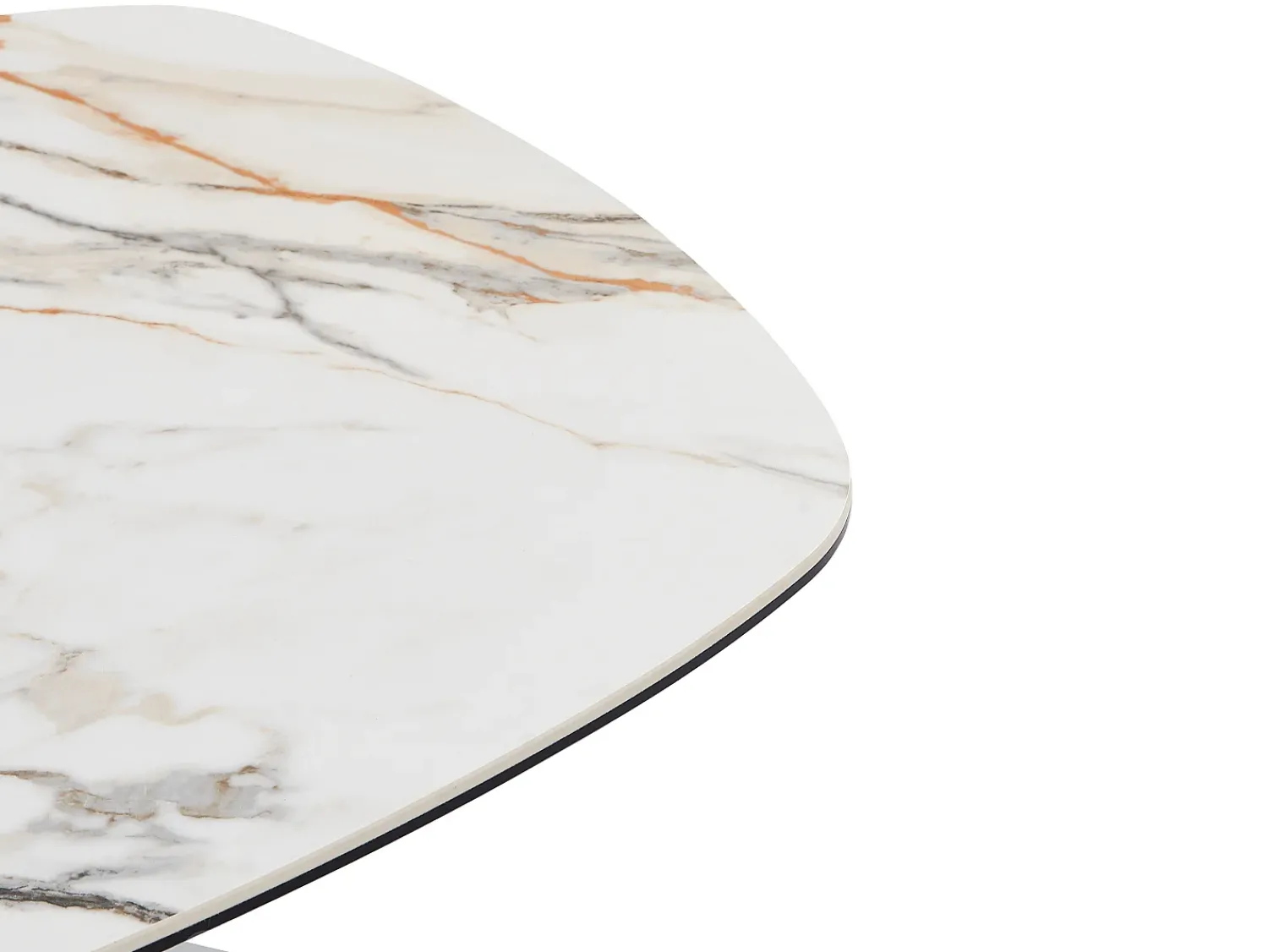 Mesa De Centro|Maison Céphy Mesa de centro em vidro temperado, cerâmica e metal efeito mármore - DERIYA Branco