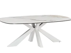 Mesa De Centro|Maison Céphy Mesa de centro em vidro temperado, cerâmica e metal efeito mármore - DERIYA Branco