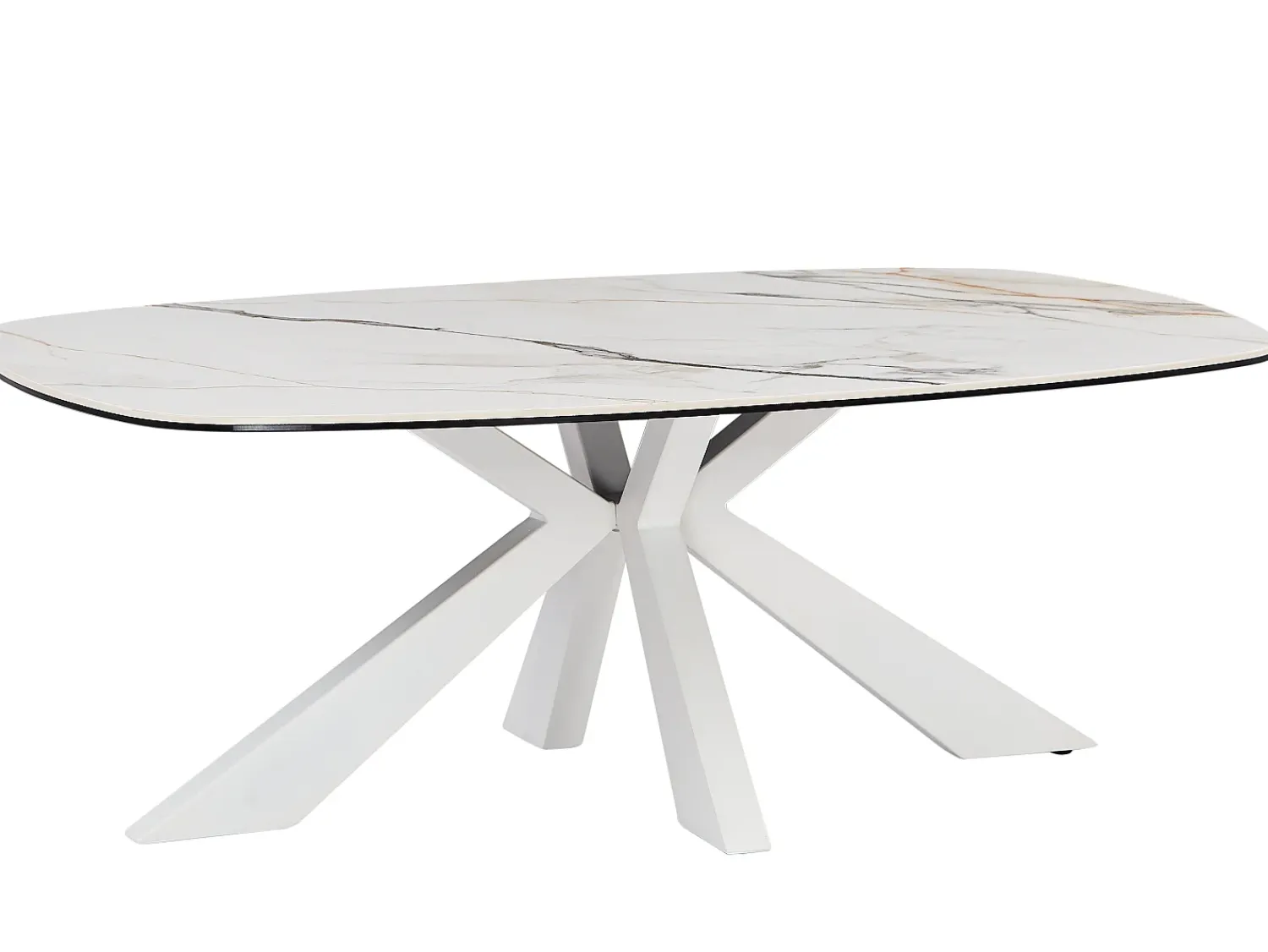 Mesa De Centro|Maison Céphy Mesa de centro em vidro temperado, cerâmica e metal efeito mármore - DERIYA Branco