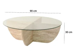 Mesa De Centro|Vente-unique Mesa de centro em vidro temperado - Efeito travertino e Transparente - AYSUN Transparente / Bege