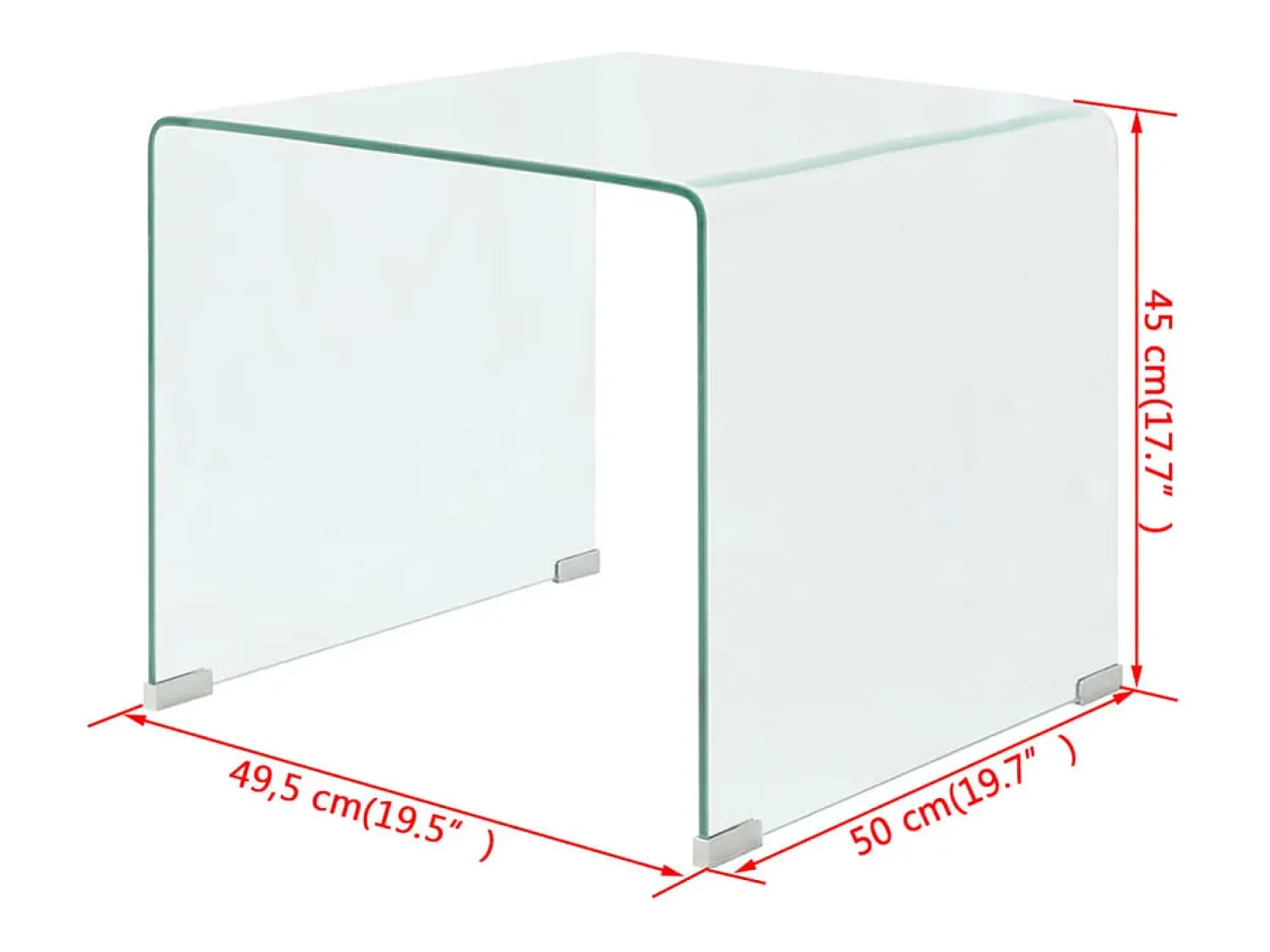 Online vidaxl Mesa de centro em vidro temperado 49,5x50x45 cm Transparente