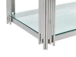 Mesa De Centro|Vente-unique Mesa de centro em vidro temperado e aço inoxidável - Cromado - NOMELANO Prateado