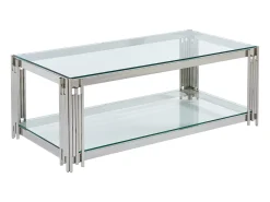 Mesa De Centro|Vente-unique Mesa de centro em vidro temperado e aço inoxidável - Cromado - NOMELANO Prateado