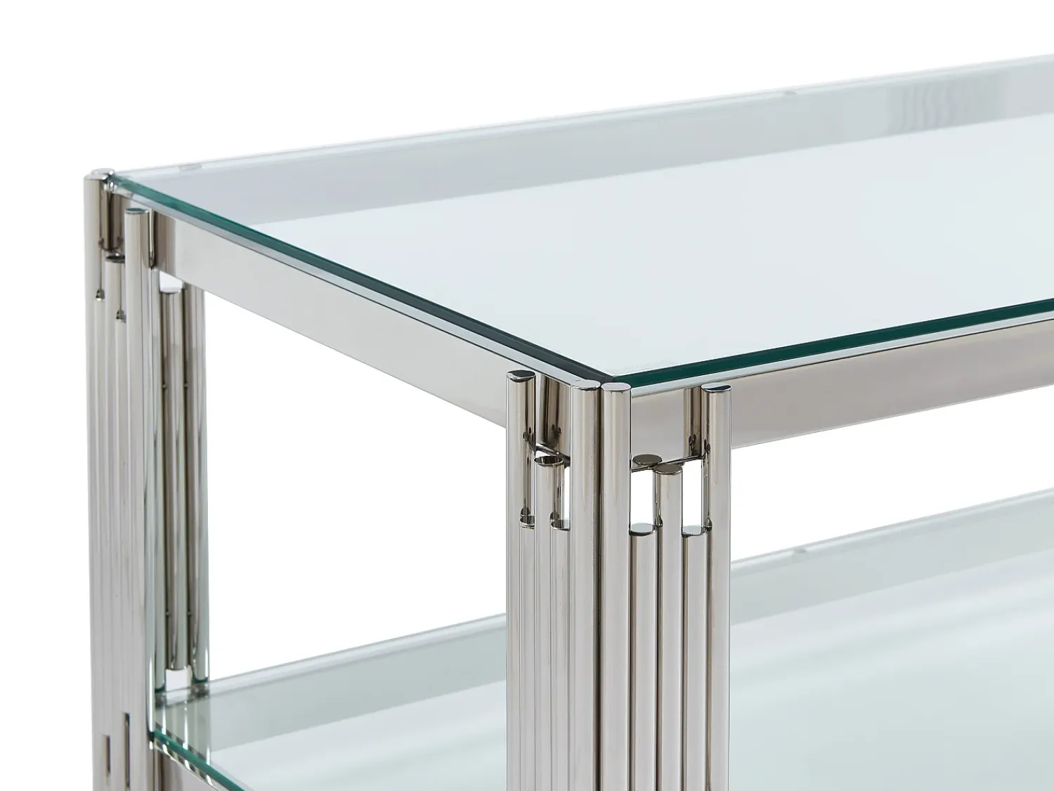 Mesa De Centro|Vente-unique Mesa de centro em vidro temperado e aço inoxidável - Cromado - NOMELANO Prateado