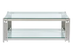 Mesa De Centro|Vente-unique Mesa de centro em vidro temperado e aço inoxidável - Cromado - NOMELANO Prateado