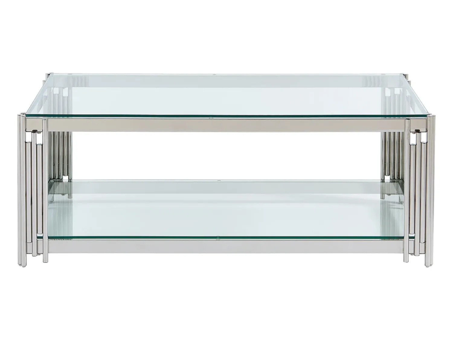 Mesa De Centro|Vente-unique Mesa de centro em vidro temperado e aço inoxidável - Cromado - NOMELANO Prateado