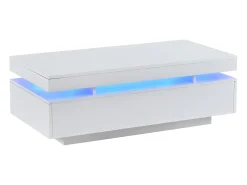 ModernLuxe Mesa de centro envernizada brilhante 100x50x35 cm - con LED - con 2 gavetas - painéis de partículas -^ Mesa De Centro