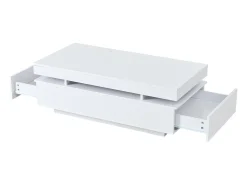 ModernLuxe Mesa de centro envernizada brilhante 100x50x35 cm - con LED - con 2 gavetas - painéis de partículas -^ Mesa De Centro