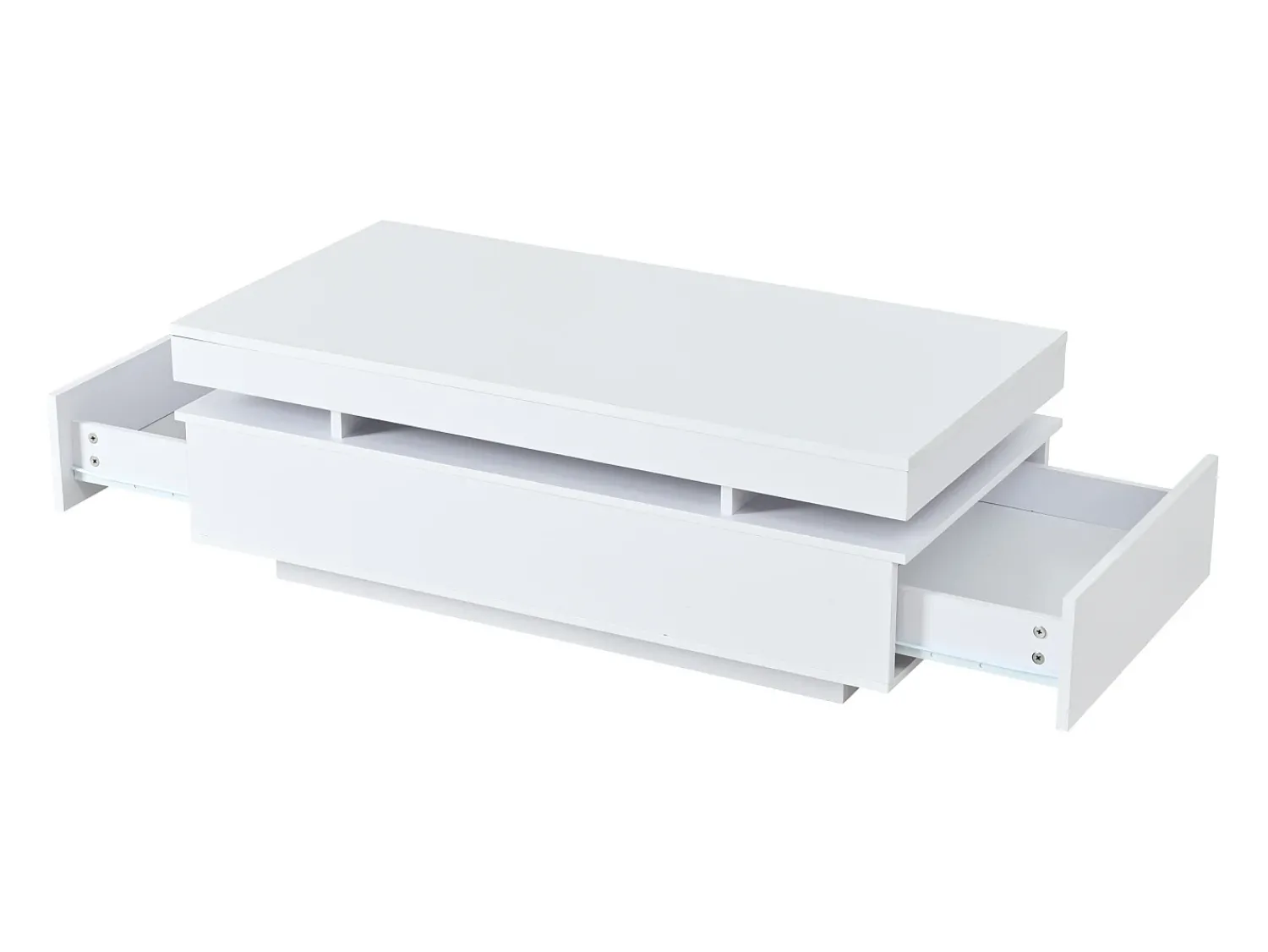ModernLuxe Mesa de centro envernizada brilhante 100x50x35 cm - con LED - con 2 gavetas - painéis de partículas -^ Mesa De Centro