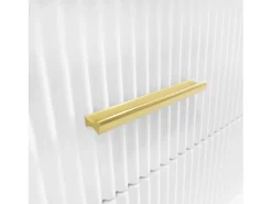 Mesa De Centro|ModernLuxe Mesa de centro escandinava - 2 gavetas e 2 portas - LED integrado - folheado com padrão mármore - Branco