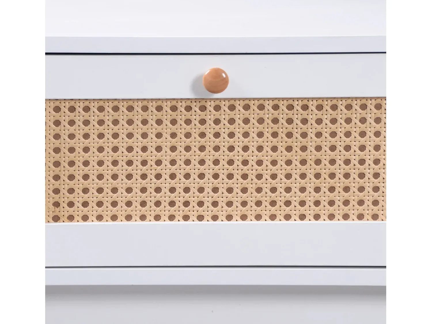 Mesa De Centro| Mesa de centro estilo chalé 110x55x38,5cm - Mesa de centro com gavetas em verga e portas de correr com ripas em madeira maciça Pernas em madeira maciça - Branco