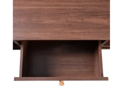 Mesa De Centro* Mesa de centro estilo chalé 110x55x38,5cm - Mesa de centro com gavetas em verga e portas de correr com ripas em madeira maciça Pernas em madeira maciça - Castanho