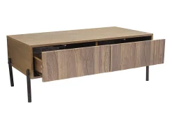 Mesa De Centro|Hauss Spole Mesa de centro estilo retro com 2 gavetas, 105x55x41cm - Cor madeira Natural escuro
