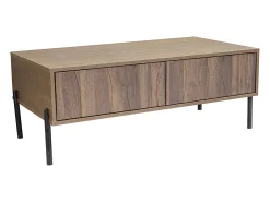 Mesa De Centro|Hauss Spole Mesa de centro estilo retro com 2 gavetas, 105x55x41cm - Cor madeira Natural escuro