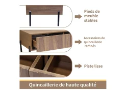 Mesa De Centro|Hauss Spole Mesa de centro estilo retro com 2 gavetas, 105x55x41cm - Cor madeira Natural escuro